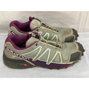 Salomon Speedcross 4 Womens Trail Running Sneaker Shoes Gray Purple Low Top 10